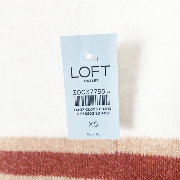 LOFT Outlet striped sweater quarter sleeves fall autumn - Picture 5 of 5